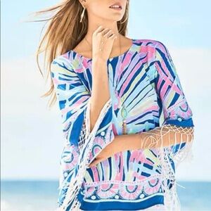 *LILLY PULITZER* Fringed Moya Silk Caftan Top